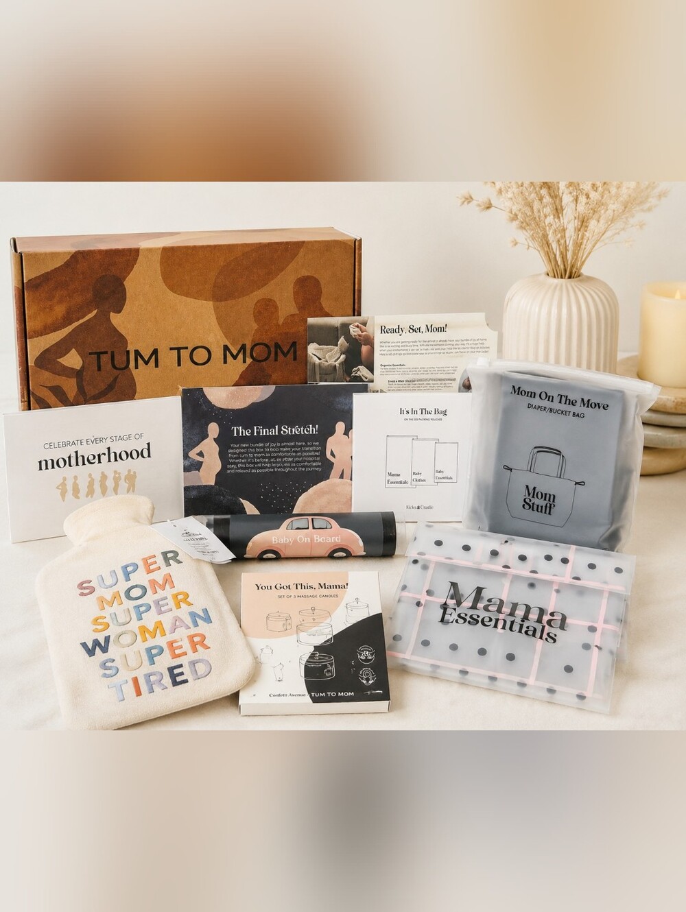 Tum To Mom Pregnancy & Postpartum Care Gift Box New Open Box Complete Set